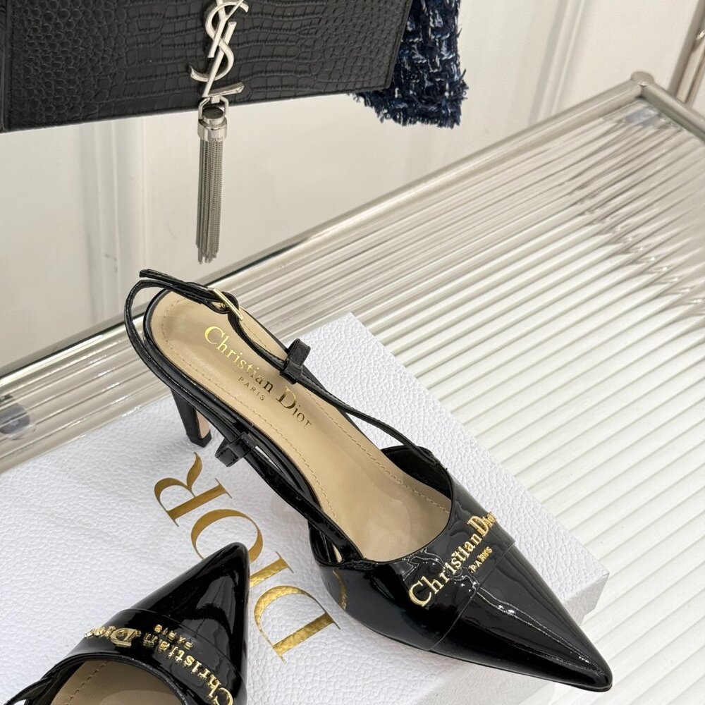 Premium Dior Black Ribbed Heels - Picture 7 of 8